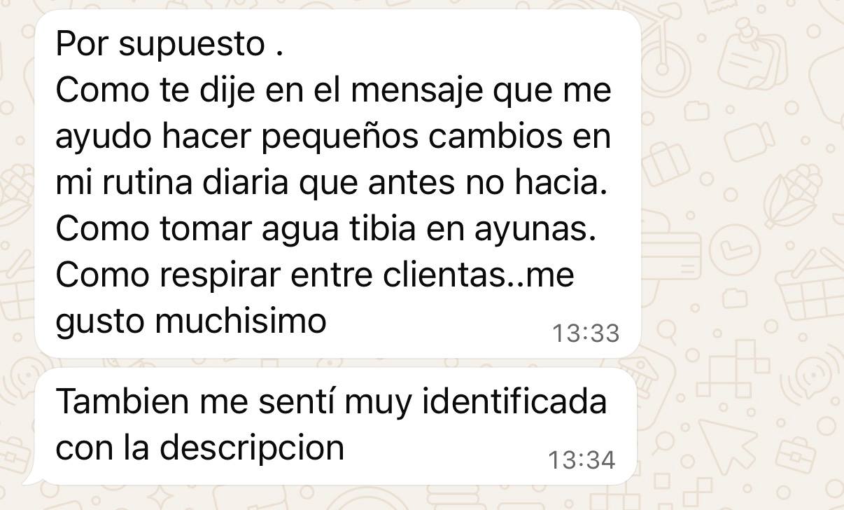 Segundo mensaje de Raquel sobre los pequeños cambios en su rutina diaria.